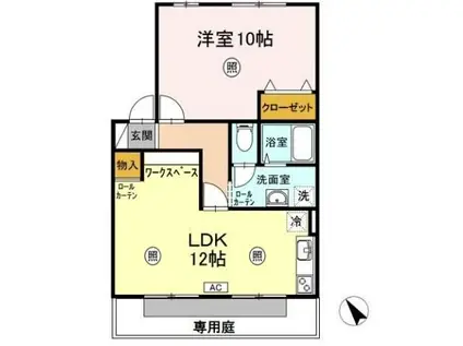 シャルムI A棟(1LDK/1階)の間取り写真