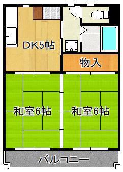 シャトレ安部山(2DK/2階)の間取り写真