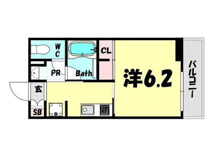 レジディア神戸元町(1K/8階)の間取り写真