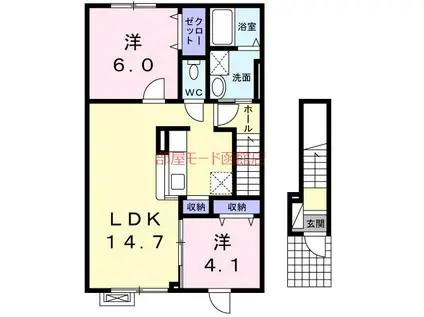 シェーネ ブリーゼ(2LDK/2階)の間取り写真