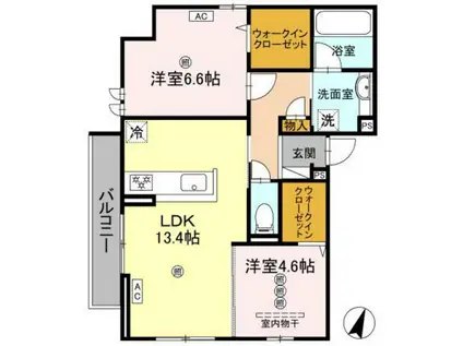 OLIVE GARDEN 府中(2LDK/3階)の間取り写真