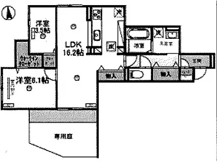 カーサルミノサ王子町(2LDK/1階)の間取り写真