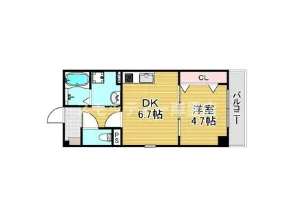 GARDENIA天王寺南(1DK/3階)の間取り写真