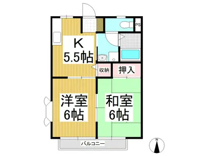 ハイツ彩雲(2DK/1階)の間取り写真