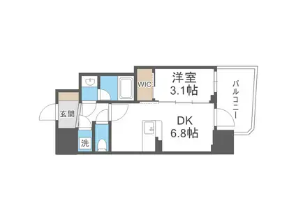 コンフォリア・リヴ大阪本町(1DK/10階)の間取り写真