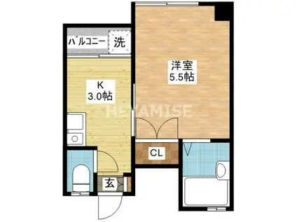 クレインコート東園(1K/3階)の間取り写真