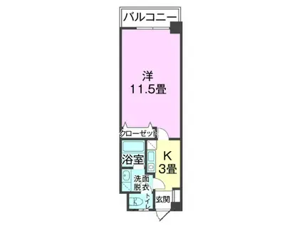 タカダ新都心マンション(1K/6階)の間取り写真