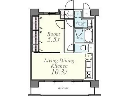 ヒルフォート常盤(1LDK/6階)の間取り写真