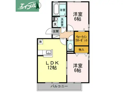 リビングタウン旭川C棟(2LDK/2階)の間取り写真