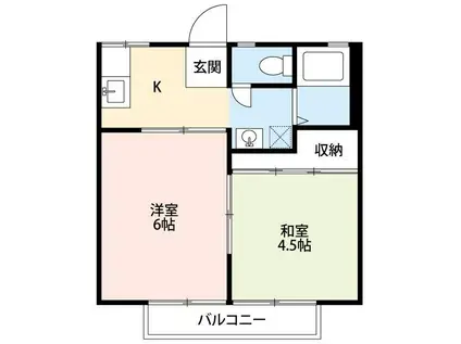 スカイハイツ(2K/1階)の間取り写真
