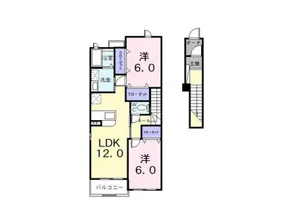 プラシード(2LDK/2階)の間取り写真