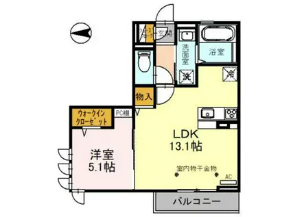 LUMINOUS東町(1LDK/2階)の間取り写真
