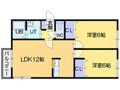 シティハイム高砂III(2LDK/1階)の間取り写真