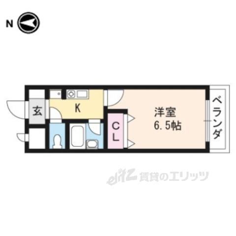 ヴィラ・パープル(1K/4階)の間取り写真