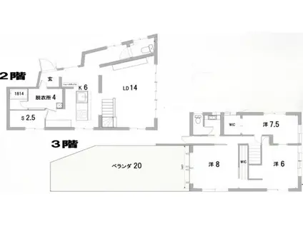 斎木ビル(3SLDK/2階)の間取り写真