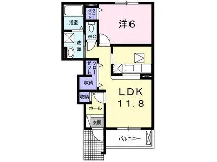 ヒルズハウス(1LDK/1階)の間取り写真