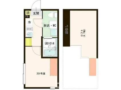 パインリーフ(ワンルーム/2階)の間取り写真