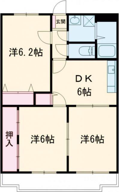 アークヒル(3DK/1階)の間取り写真