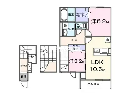 グレイス ケイ(2LDK/3階)の間取り写真