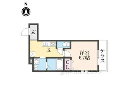 フジパレス弥刀駅北Ⅱ番館(1K/1階)の間取り写真