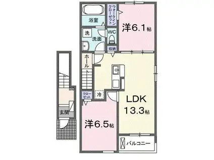 ロッソ・コルサ I(2LDK/2階)の間取り写真