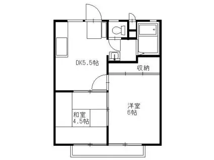 ホワイトハイツ宝木(2DK/1階)の間取り写真