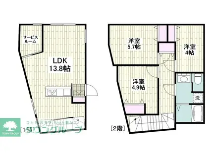 西小山レーベル(3LDK/1階)の間取り写真