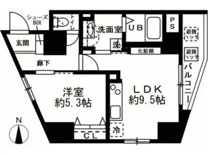 オーヴェルク‐II(1LDK/9階)の間取り写真