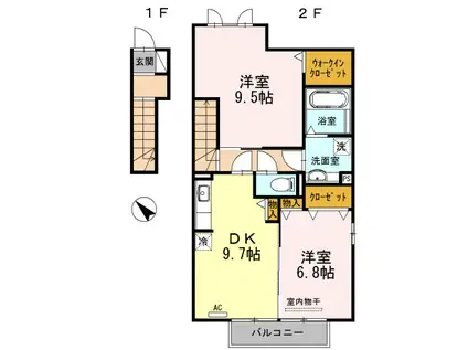 D-SQUARE(2DK/2階)の間取り写真