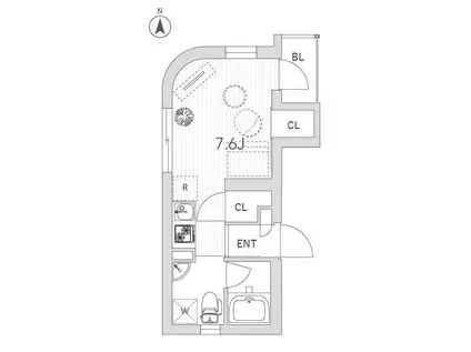 GRANDUO神楽坂(ワンルーム/4階)の間取り写真