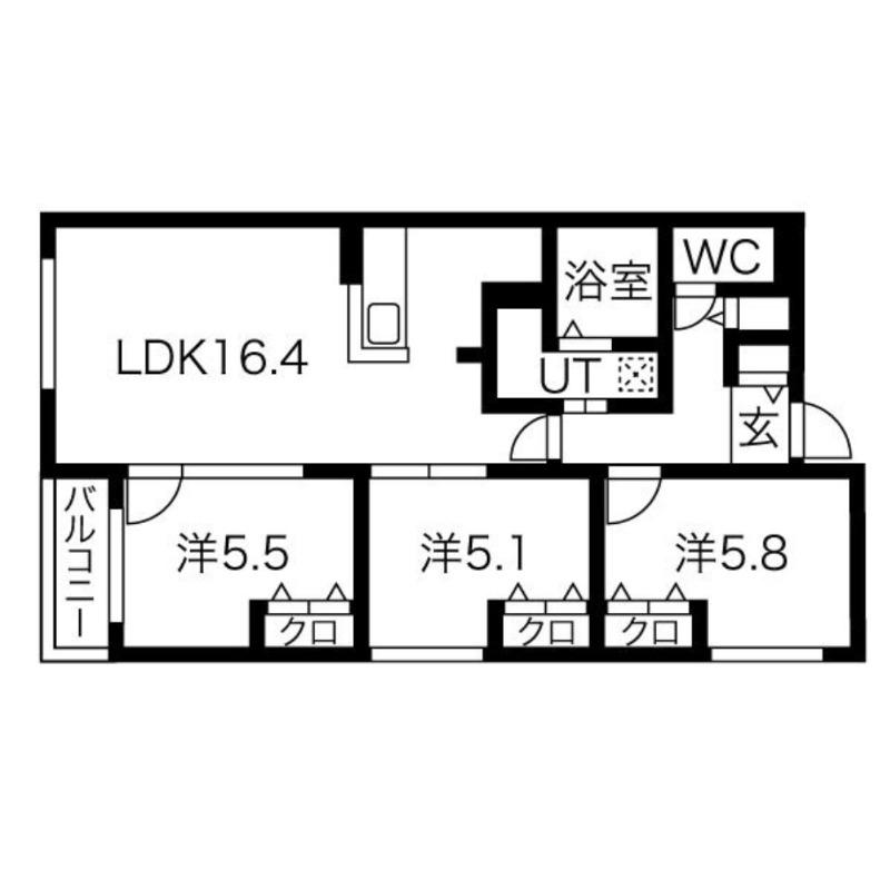 ZABO HILLS FUSHIMI(3LDK/1階)の間取り写真
