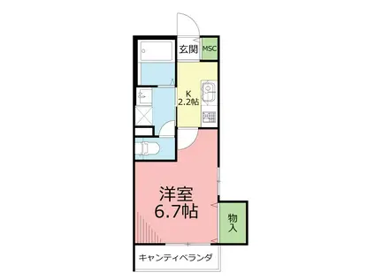 ラ・カンパネラ(1K/2階)の間取り写真