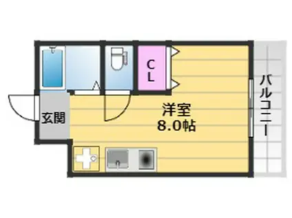 FONTANA池上(ワンルーム/1階)の間取り写真