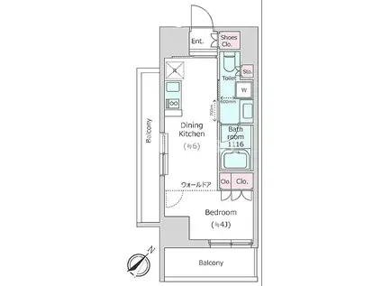 レジディア都立大(1DK/5階)の間取り写真