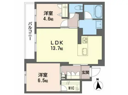 グレイス清水町(2LDK/2階)の間取り写真