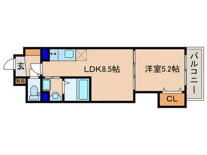 クローバー・レジデンス京都西大路(1LDK/4階)の間取り写真