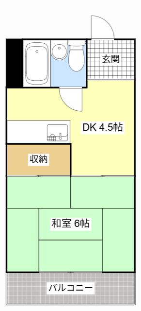 エーデルワイス(1DK/2階)の間取り写真