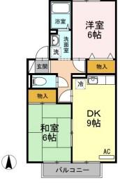 ドミールS(2DK/2階)の間取り写真