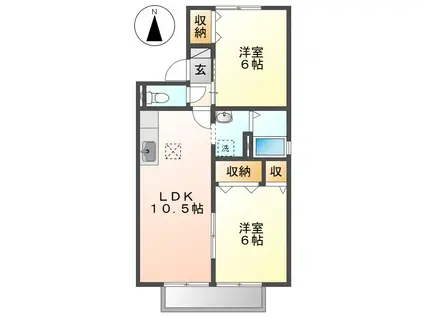 セジュール大内B棟(2LDK/1階)の間取り写真
