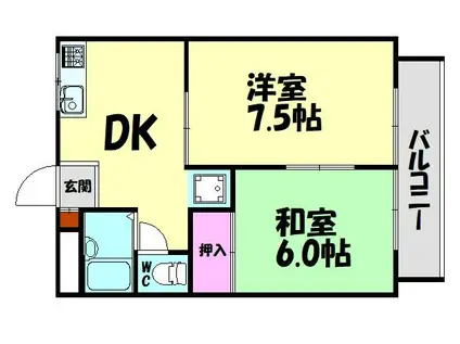 ローレルスクエア(2DK/2階)の間取り写真