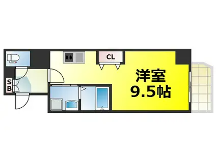 ベルエ難波西(ワンルーム/6階)の間取り写真