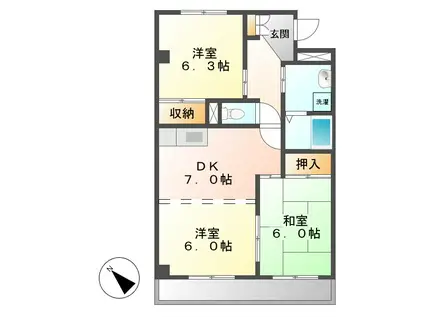 パストラーレ壱番館(3DK/2階)の間取り写真