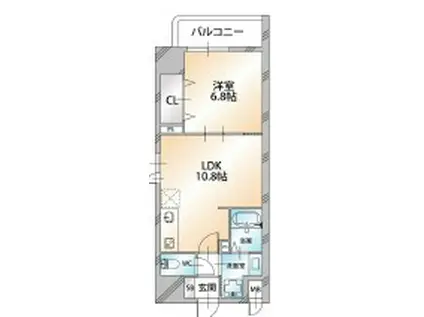 ドミール入谷(1LDK/13階)の間取り写真