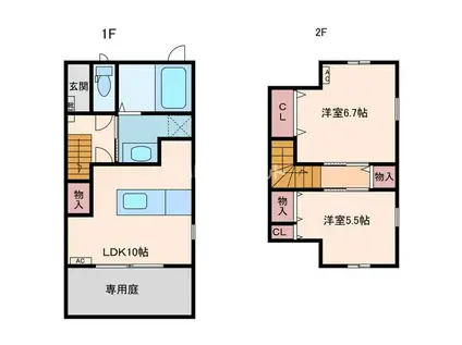 アンジュリンク(2LDK/2階)の間取り写真