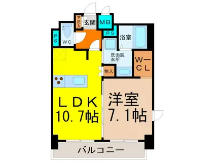 プレサンス鶴舞公園ウエスト(1LDK/14階)の間取り写真