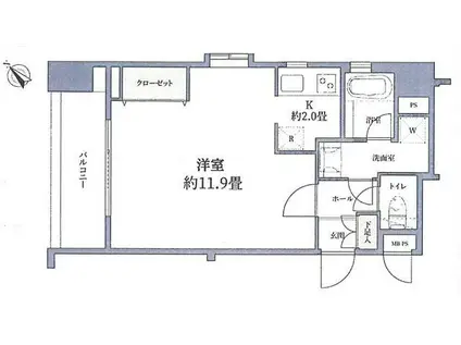 ラヴェンナ人形町(1K/5階)の間取り写真