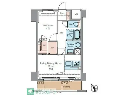 ラグゼナ北千住II(1LDK/2階)の間取り写真