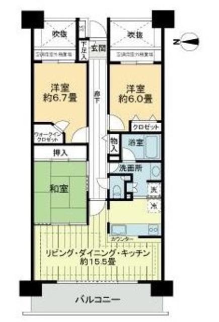 ライオンズマンション大宮高鼻町(3LDK/11階)の間取り写真