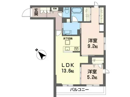 フェリシード野沢(2LDK/1階)の間取り写真