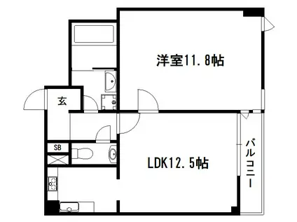ノースコート(1LDK/2階)の間取り写真